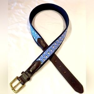 Vineyard Vines Canvas Club Belt - Kentucky Derby Theme with Mint Juleps